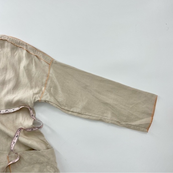 Soft‎ Surroundings 100% Linen Canberra Tunic in Flax Beige Orange Trim Pockets - Picture 7 of 11